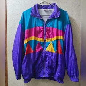 Vintage Rock Creek Shell Suit Windbreaker Size M Color Block Purple